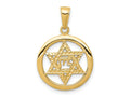 FJC Finejewelers 10 kt Yellow Gold Jewish Chi in Star of David Charm 25 x 17 mm