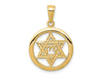FJC Finejewelers 10 kt Yellow Gold Jewish Chi in Star of David Charm 25 x 17 mm
