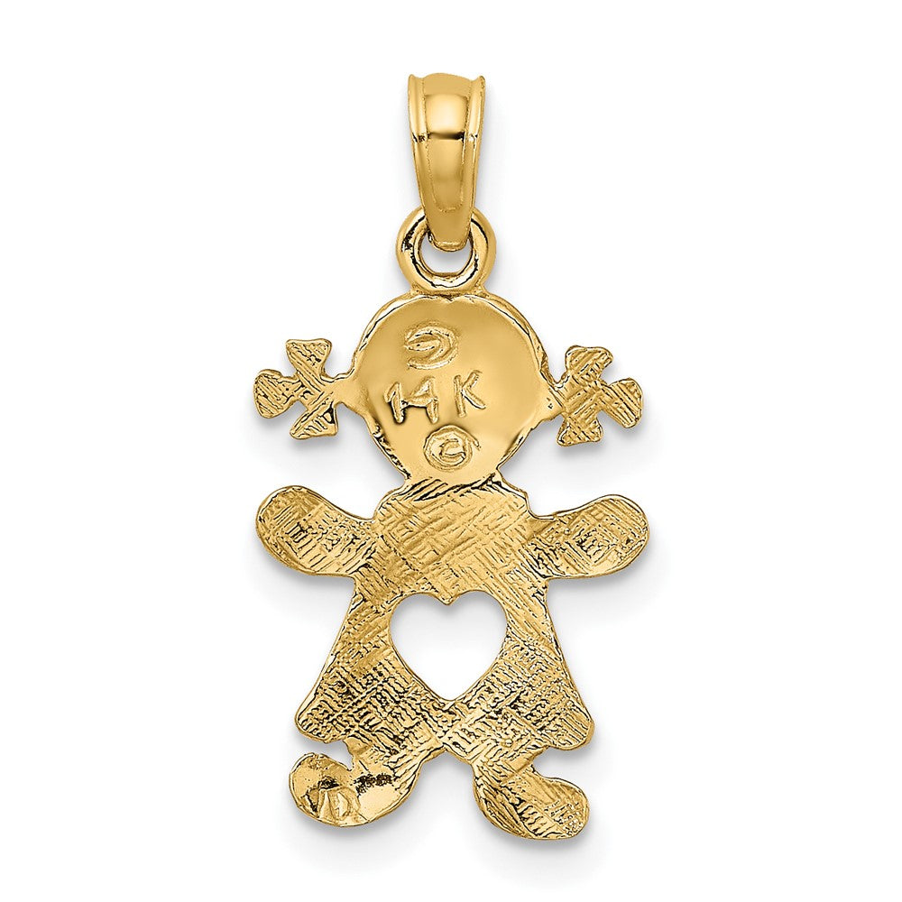 FJC Finejewelers 10 kt Yellow Gold Playful Girl with Cut Out Heart Charm 20 x 11 mm