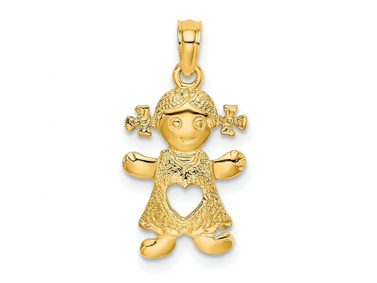 FJC Finejewelers 10 kt Yellow Gold Playful Girl with Cut Out Heart Charm 20 x 11 mm