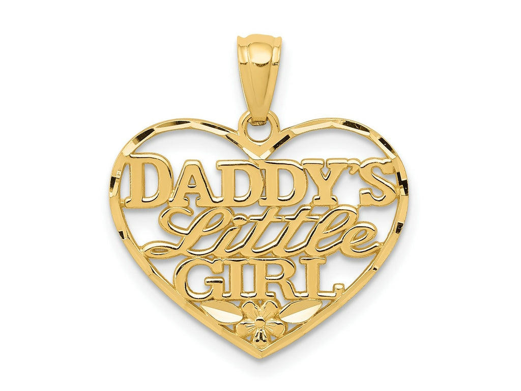 FJC Finejewelers 10 kt Yellow Gold Bright Cut Daddys Little Girl Heart Charm 20 x 19 mm