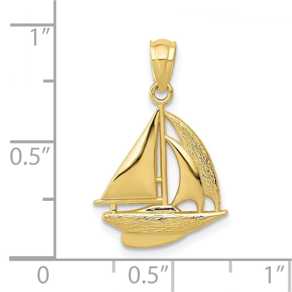 FJC Finejewelers 10 kt Yellow Gold Sailboat Charm 22 x 14 mm
