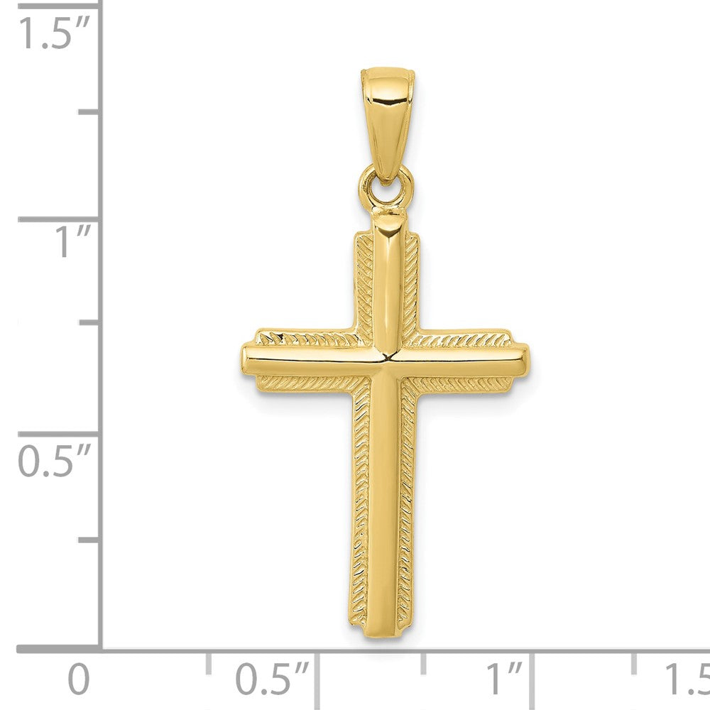 FJC Finejewelers 10 kt Yellow Gold Cross with Striped Border Charm 34 x 17 mm