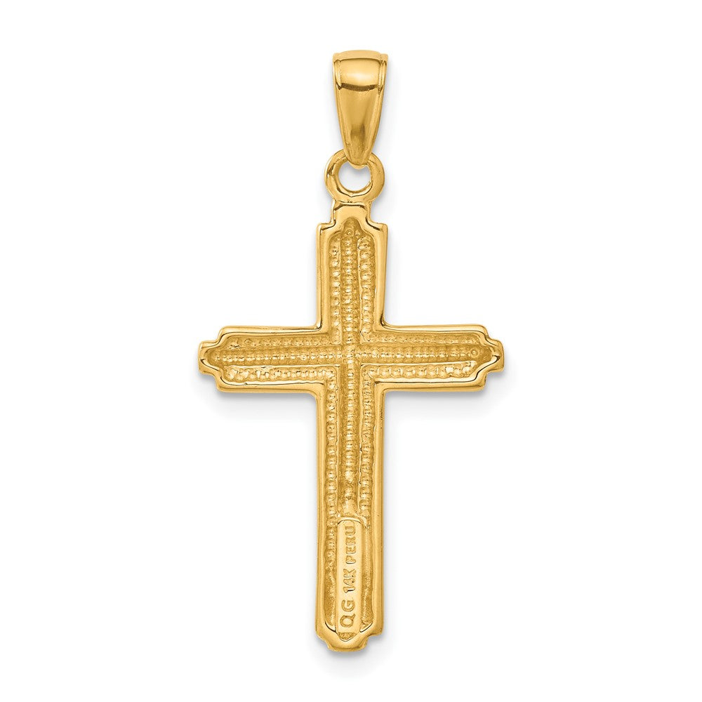 FJC Finejewelers 10 kt Yellow Gold Cross with Striped Border Charm 34 x 17 mm