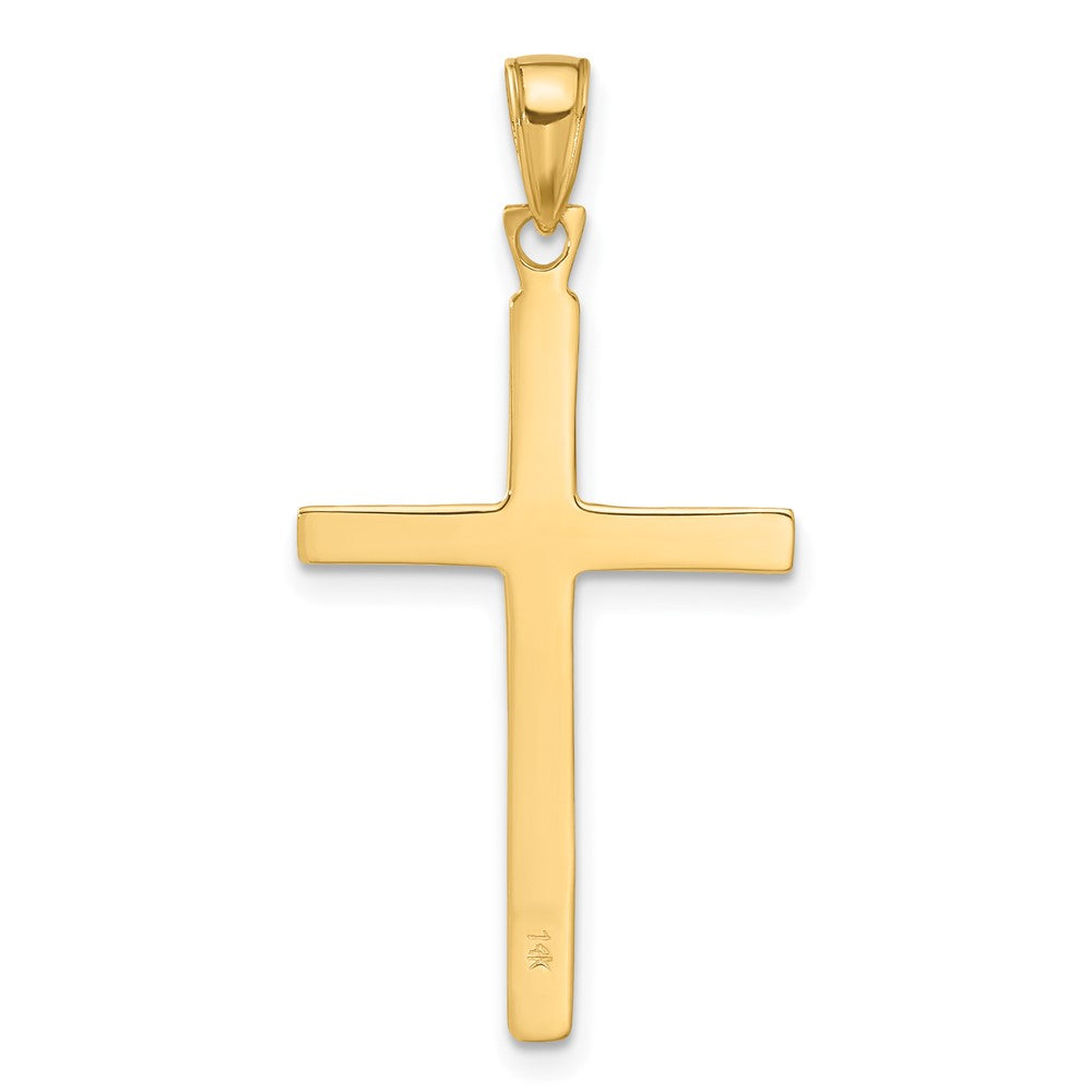 FJC Finejewelers 10 kt Yellow Gold Polished Finish Accent Stick Cross Charm 35 x 13 mm