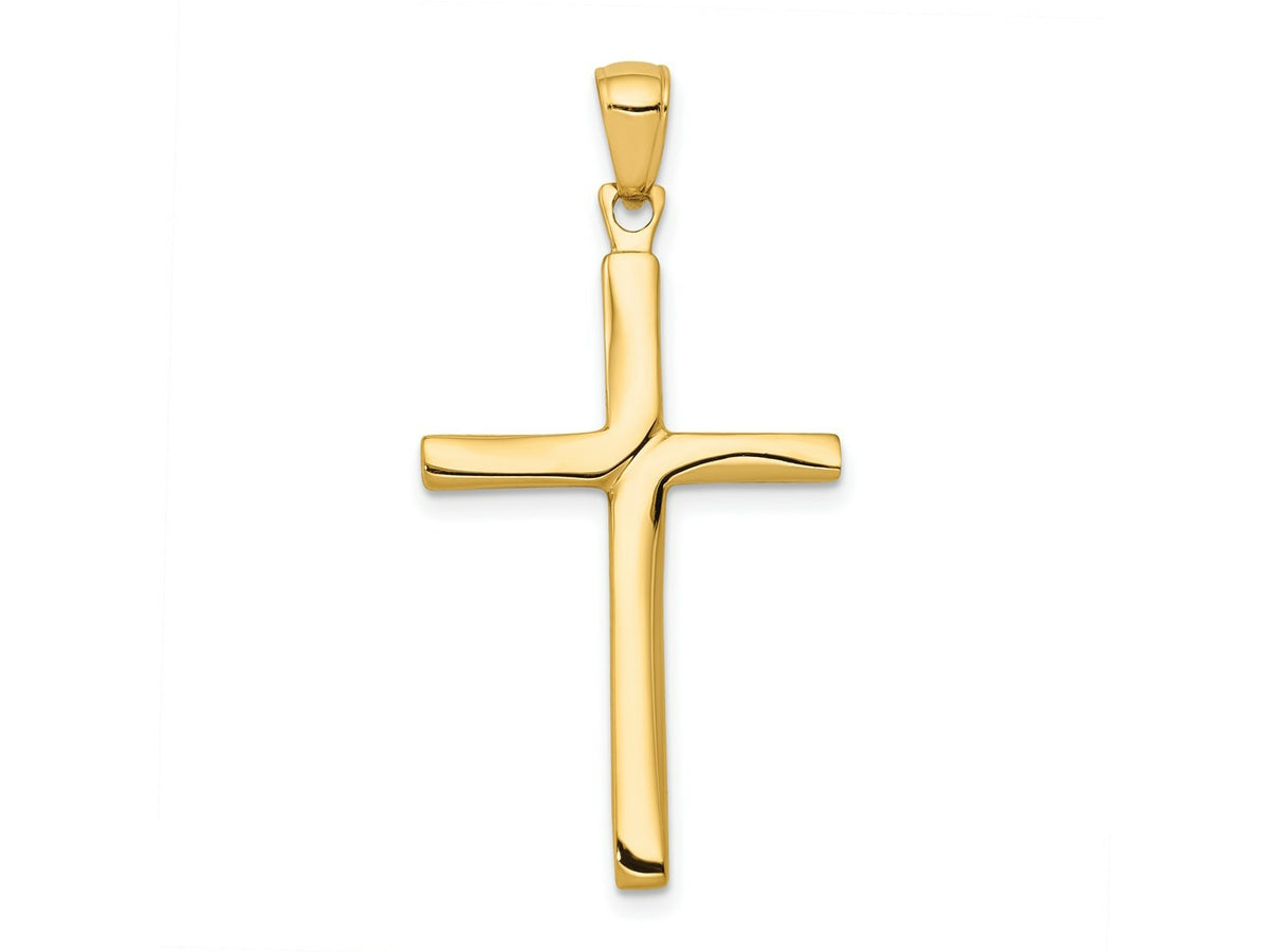FJC Finejewelers 10 kt Yellow Gold Polished Finish Accent Stick Cross Charm 35 x 13 mm