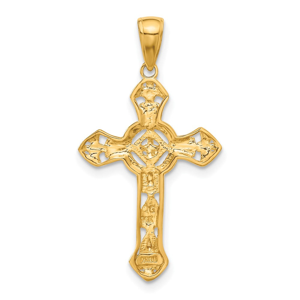 FJC Finejewelers 10 kt Yellow Gold Stick Cross on Ornate Cross Charm 33 x 18 mm