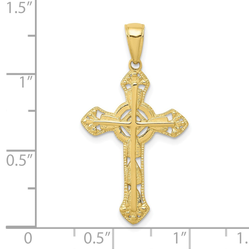 FJC Finejewelers 10 kt Yellow Gold Stick Cross on Ornate Cross Charm 33 x 18 mm