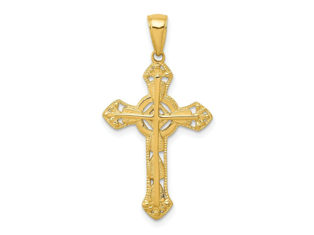 FJC Finejewelers 10 kt Yellow Gold Stick Cross on Ornate Cross Charm 33 x 18 mm
