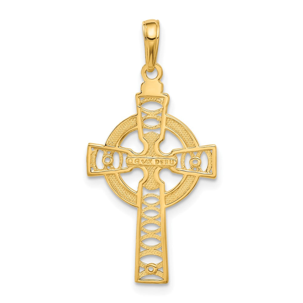 FJC Finejewelers 10 kt Yellow Gold Celtic Cross with Eternity Circle Charm 36 x 18 mm