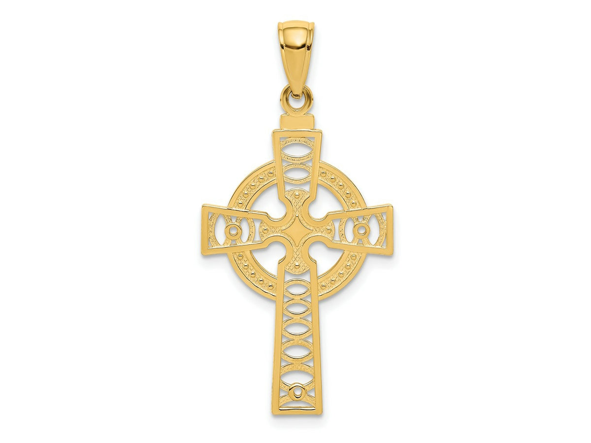 FJC Finejewelers 10 kt Yellow Gold Celtic Cross with Eternity Circle Charm 36 x 18 mm