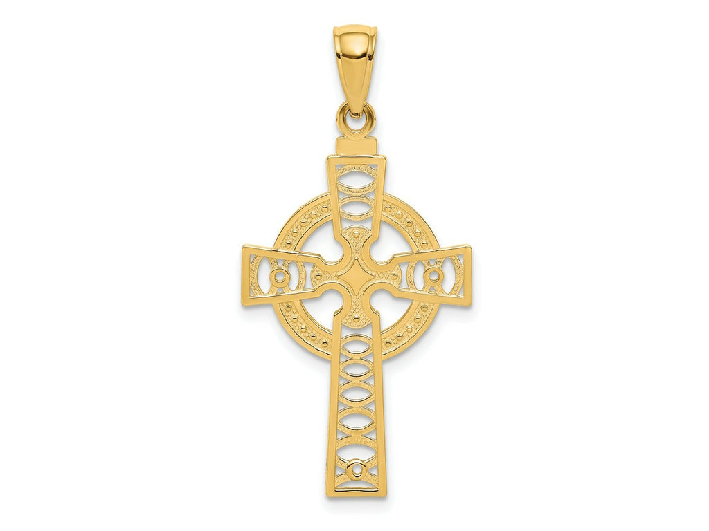 FJC Finejewelers 10 kt Yellow Gold Celtic Cross with Eternity Circle Charm 36 x 18 mm