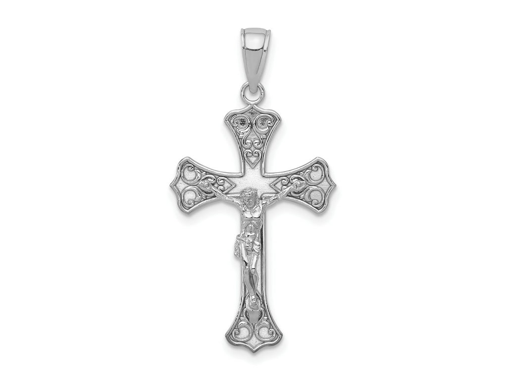 FJC Finejewelers 10 kt White Gold Themed Crucifix Charm 34.85 mm x 17.93 mm