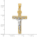 FJC Finejewelers 10 kt Two Tone Gold Two-tone Bright Cut Large Block Lattice Cross with Crucifix Charm 42 x 21 mm
