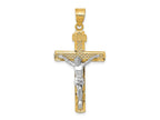 FJC Finejewelers 10 kt Two Tone Gold Two-tone Bright Cut Large Block Lattice Cross with Crucifix Charm 42 x 21 mm