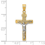 FJC Finejewelers 10 kt Two Tone Gold Two-tone Bright Cut Medium Block Lattice Cross with Crucifix Charm 33 x 16 mm