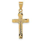 FJC Finejewelers 10 kt Two Tone Gold Two-tone Bright Cut Small Block Lattice Cross with Crucifix Charm 28 x 12 mm