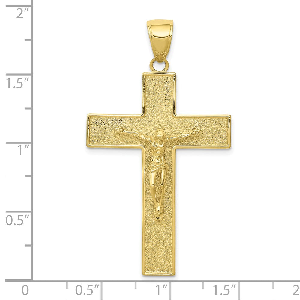 FJC Finejewelers 10 kt Yellow Gold Textured Crucifix Latin Cross Charm 47 x 27 mm