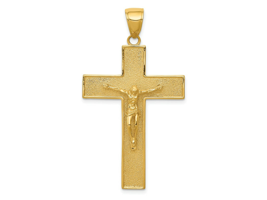 FJC Finejewelers 10 kt Yellow Gold Textured Crucifix Latin Cross Charm 47 x 27 mm