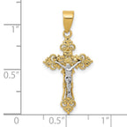 FJC Finejewelers 10 kt Two Tone Gold Two-tone Small Lacey-edged INRI Crucifix Charm 29 x 14 mm