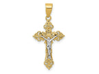 FJC Finejewelers 10 kt Two Tone Gold Two-tone Small Lacey-edged INRI Crucifix Charm 29 x 14 mm