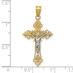 FJC Finejewelers 10 kt Two Tone Gold Two-tone Medium Lacey-edged INRI Crucifix Charm 35 x 17 mm