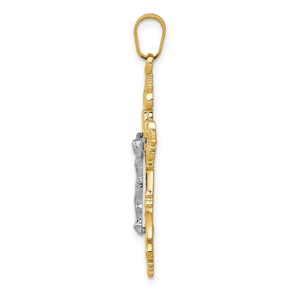 FJC Finejewelers 10 kt Two Tone Gold Two-tone Medium Lacey-edged INRI Crucifix Charm 35 x 17 mm