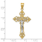 FJC Finejewelers 10 kt Two Tone Gold Two-tone Large Lacey-edged INRI Crucifix Charm 43 x 21 mm