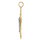 FJC Finejewelers 10 kt Two Tone Gold Two-tone Large Lacey-edged INRI Crucifix Charm 43 x 21 mm