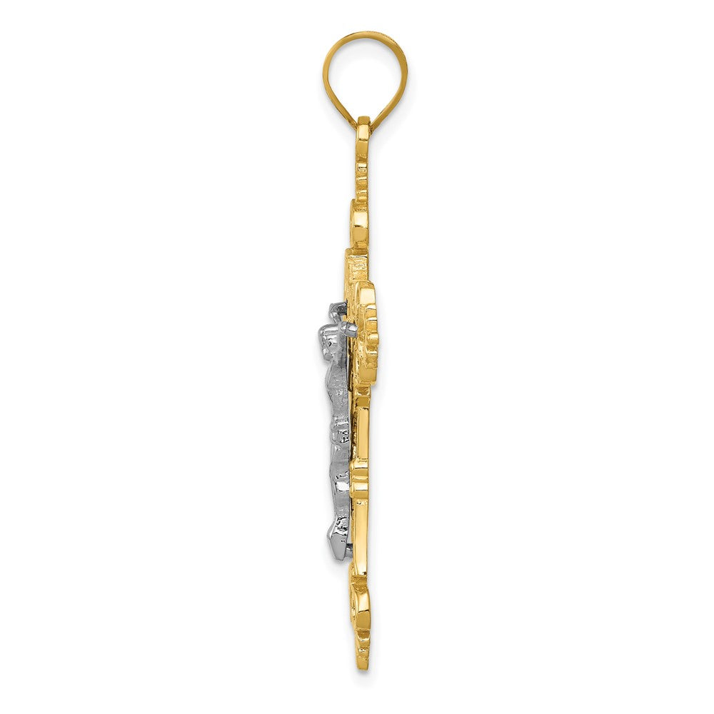 FJC Finejewelers 10 kt Two Tone Gold Two-tone Large Lacey-edged INRI Crucifix Charm 43 x 21 mm