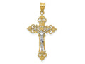 FJC Finejewelers 10 kt Two Tone Gold Two-tone Large Lacey-edged INRI Crucifix Charm 43 x 21 mm