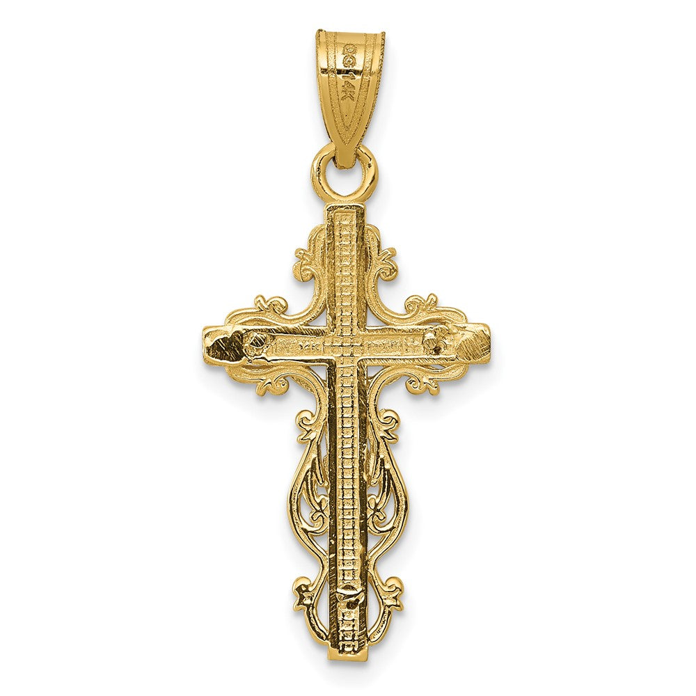 FJC Finejewelers 10 kt Two Tone Gold Two-tone Small Narrow Cross with Crucifix Charm 31 x 14 mm