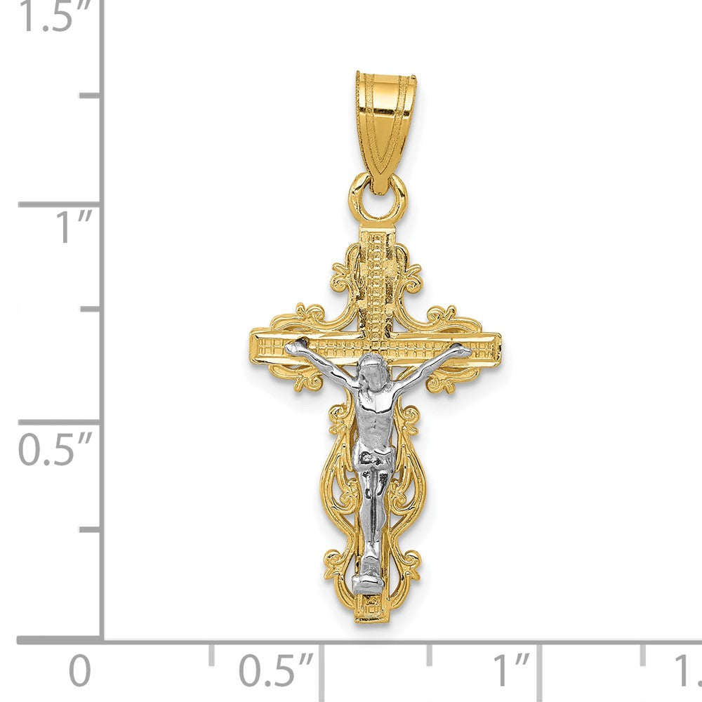 FJC Finejewelers 10 kt Two Tone Gold Two-tone Small Narrow Cross with Crucifix Charm 31 x 14 mm