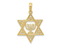 FJC Finejewelers 10 kt Yellow Gold Star of David with Menorah Charm 27 x 18 mm