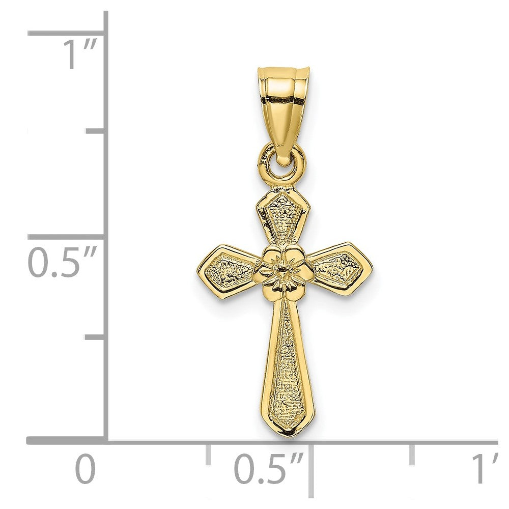 FJC Finejewelers 10 kt Yellow Gold Small Cross with Flower Charm 15 x 10 mm