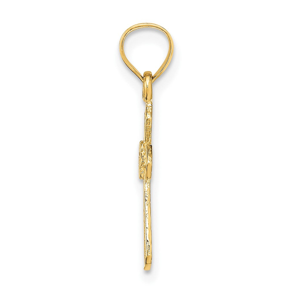 FJC Finejewelers 10 kt Yellow Gold Small Cross with Flower Charm 15 x 10 mm