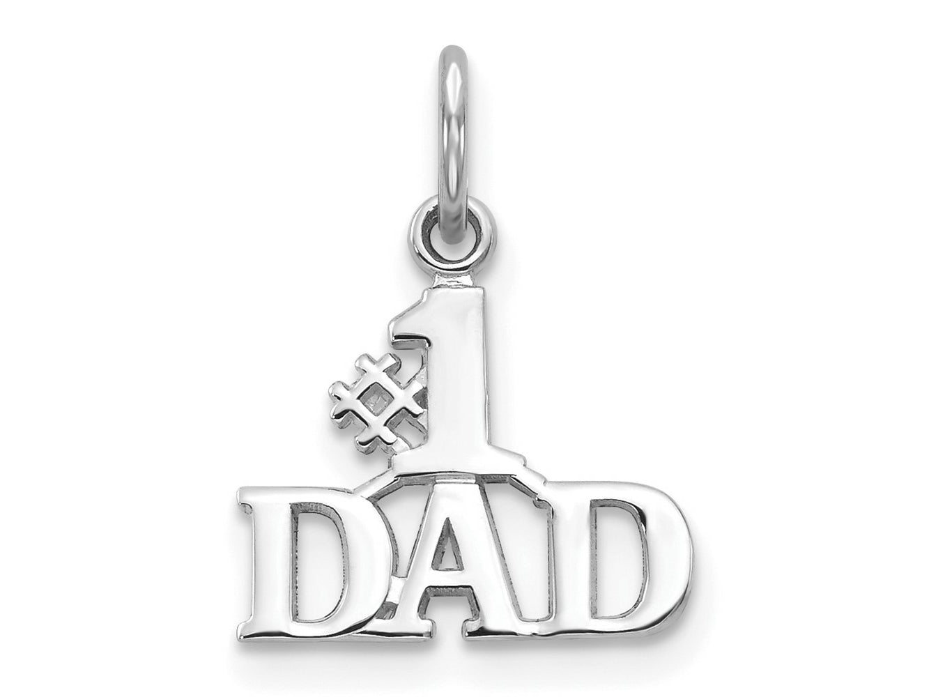 FJC Finejewelers 10 kt White Gold Themed #1 Dad Charm 17 mm x 13 mm