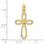 FJC Finejewelers 10 kt Yellow Gold Themed Ribbon Cross Charm 23 mm x 12.15 mm