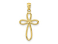 FJC Finejewelers 10 kt Yellow Gold Themed Ribbon Cross Charm 23 mm x 12.15 mm