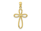 FJC Finejewelers 10 kt Yellow Gold Themed Ribbon Cross Charm 23 mm x 12.15 mm