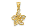FJC Finejewelers 10 kt Yellow Gold Polished and Bright Cut Beaded Plumeria Flower Charm 18 x 13 mm