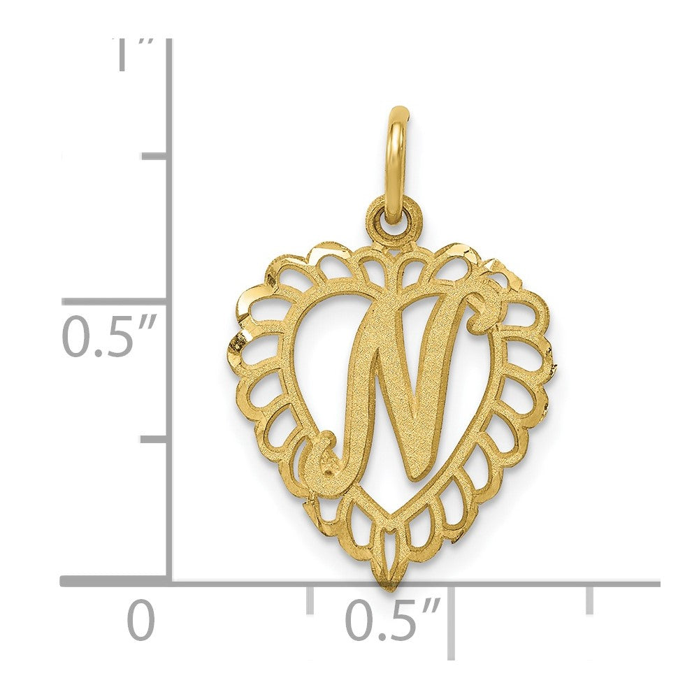 FJC Finejewelers 10 kt Yellow Gold Initial N Charm 23 x 15 mm