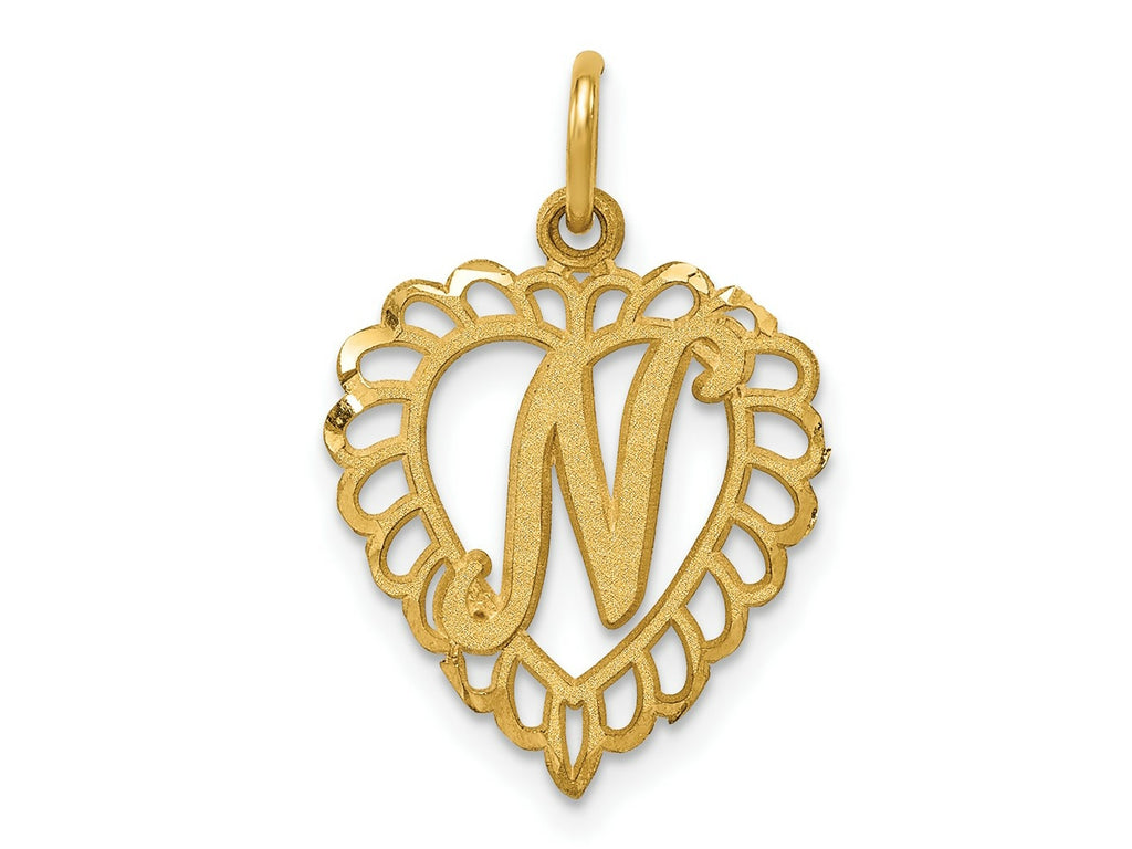 FJC Finejewelers 10 kt Yellow Gold Initial N Charm 23 x 15 mm