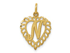 FJC Finejewelers 10 kt Yellow Gold Initial N Charm 23 x 15 mm