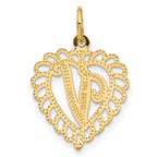 FJC Finejewelers 10 kt Yellow Gold Initial V Charm 23 x 15 mm