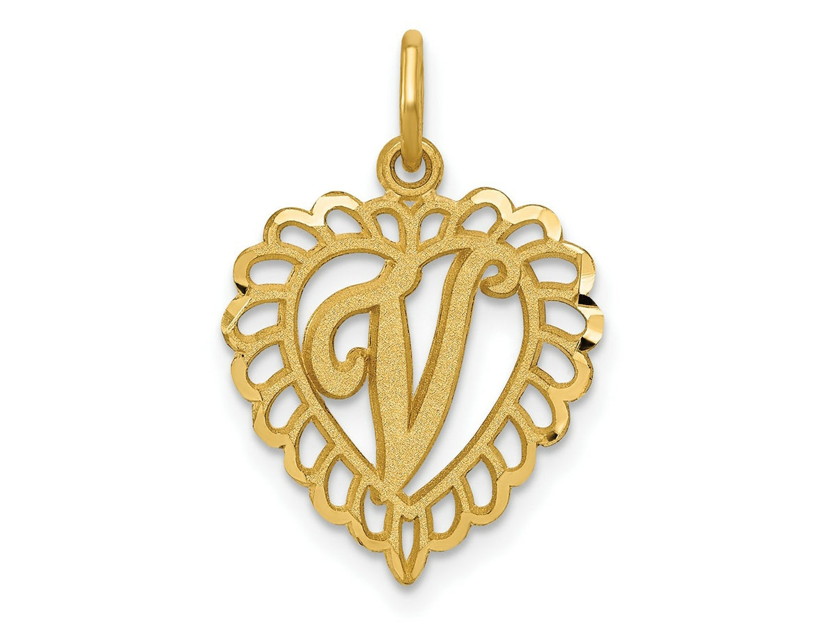 FJC Finejewelers 10 kt Yellow Gold Initial V Charm 23 x 15 mm