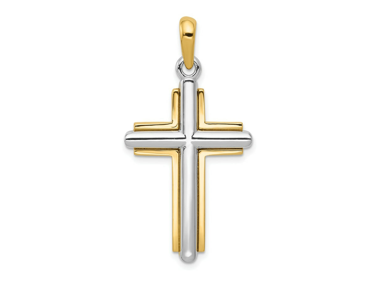 FJC Finejewelers 10 kt Two Tone Gold Two-tone Cross Charm 37 x 20 mm