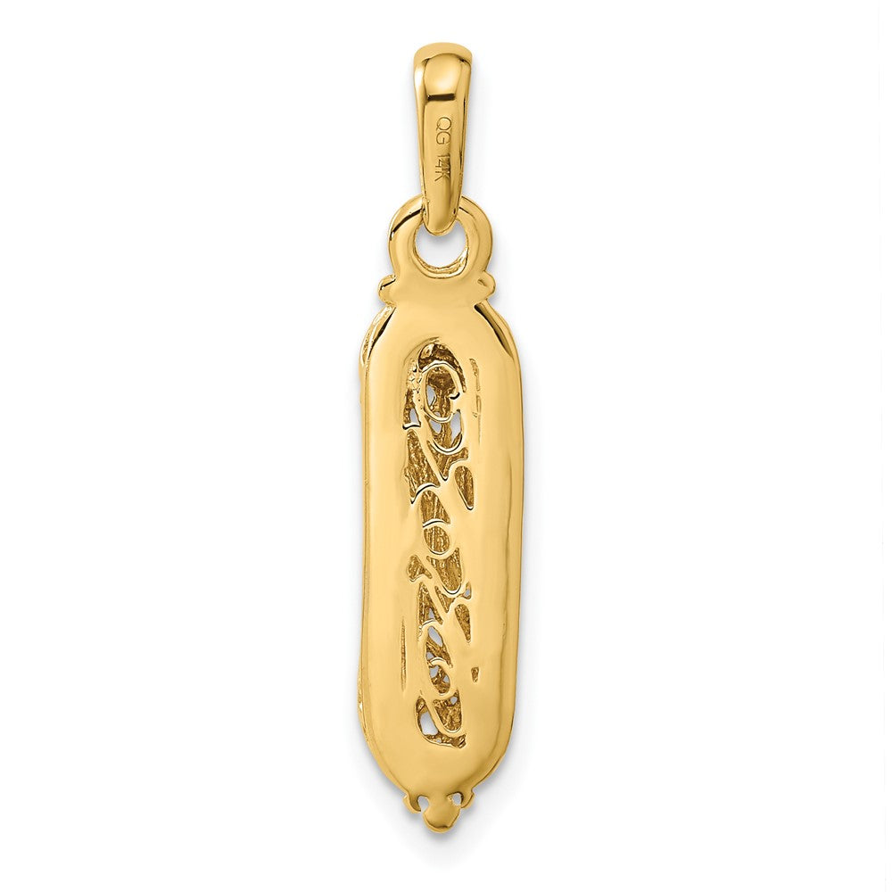 FJC Finejewelers 10 kt Yellow Gold and Rhodium Mezuzah with Shin Charm 32 x 6 mm