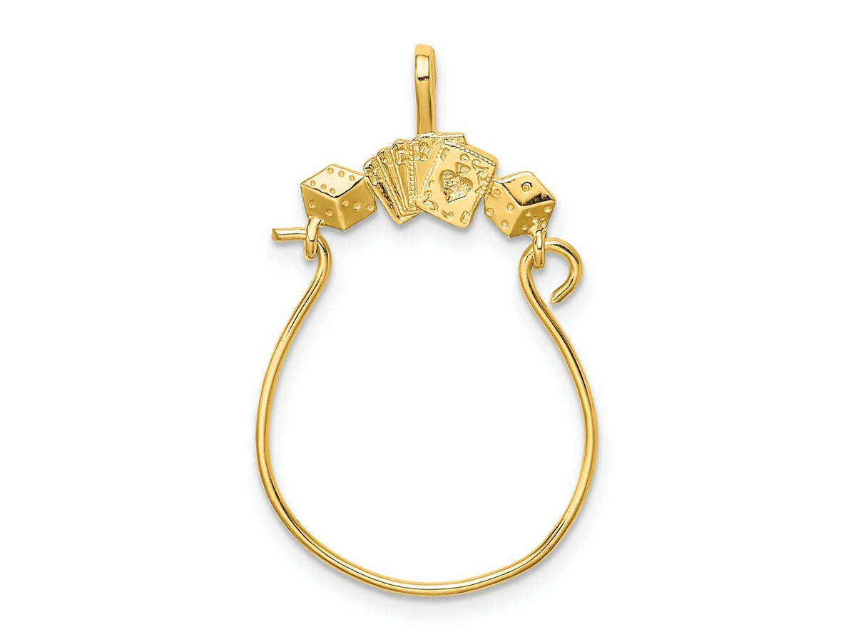 FJC Finejewelers 10 kt Yellow Gold Cards and Dice Charm Holder 36 x 14 mm