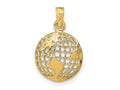 FJC Finejewelers 10 kt Yellow Gold Polished Globe Charm 20 x 13 mm
